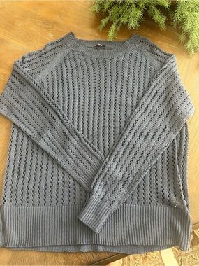 White Birch Navy Open-Knit Lightweight Sweater
